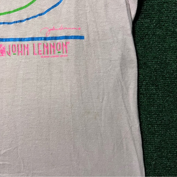 Vintage 80s John Lennon Band Music Cat Napping Pink T Shirt Size M 19X26 - Picture 5 of 13